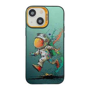 For iPhone 14 Cute Animal Pattern Series PC + TPU Phone Case(Running astronauts)