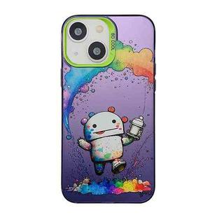 For iPhone 15 Plus Cute Animal Pattern Series PC + TPU Phone Case(Robots)