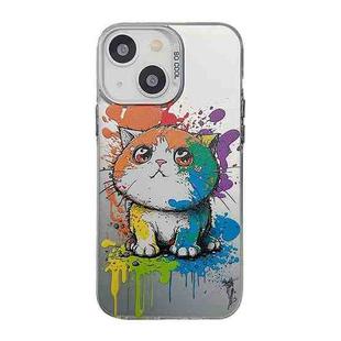 For iPhone 15 Plus Cute Animal Pattern Series PC + TPU Phone Case(Looking Up Fat Cat)