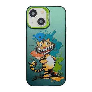 For iPhone 15 Cute Animal Pattern Series PC + TPU Phone Case(Tiger)