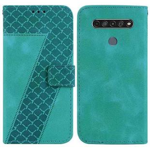 For LG K61 7-shaped Embossed Leather Phone Case(Green)