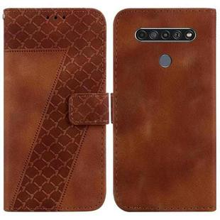 For LG K61 7-shaped Embossed Leather Phone Case(Brown)