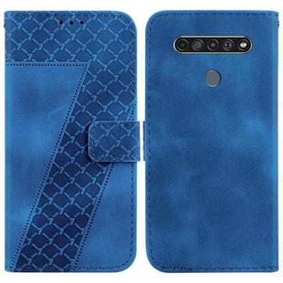 For LG K61 7-shaped Embossed Leather Phone Case(Blue)