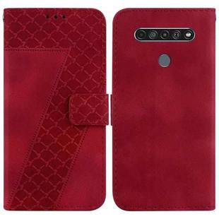 For LG K61 7-shaped Embossed Leather Phone Case(Red)