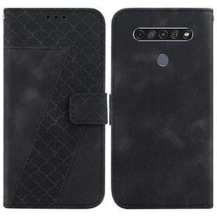 For LG K61 7-shaped Embossed Leather Phone Case(Black)