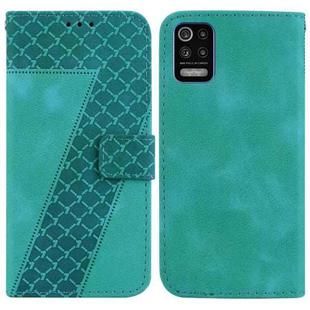 For LG K52/K62/Q52 7-shaped Embossed Leather Phone Case(Green)