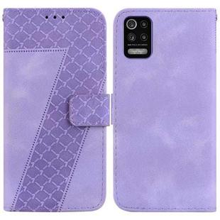 For LG K52/K62/Q52 7-shaped Embossed Leather Phone Case(Purple)
