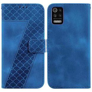 For LG K52/K62/Q52 7-shaped Embossed Leather Phone Case(Blue)