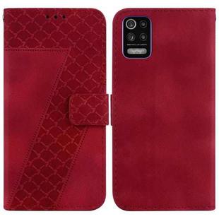 For LG K52/K62/Q52 7-shaped Embossed Leather Phone Case(Red)