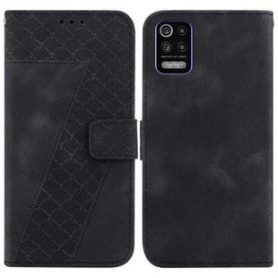 For LG K52/K62/Q52 7-shaped Embossed Leather Phone Case(Black)
