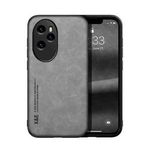For Honor 100 Pro Skin Feel Magnetic Leather Back Phone Case(Light Grey)
