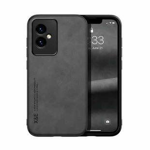 For Honor 100 Skin Feel Magnetic Leather Back Phone Case(Dark Grey)