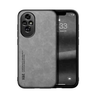 For Honor 200 Skin Feel Magnetic Leather Back Phone Case(Light Grey)