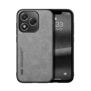 For Honor 400 Lite Global Skin Feel Magnetic Leather Back Phone Case(Light Grey)