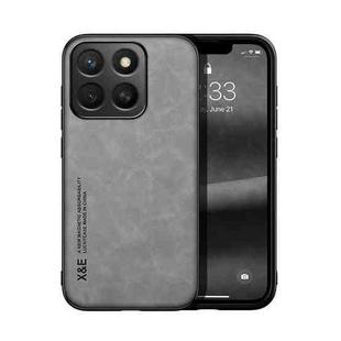 For Honor X8c 4G Skin Feel Magnetic Leather Back Phone Case(Light Grey)
