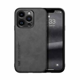 iPhone 15 Pro Skin Feel Magnetic Leather Back Phone Case(Dark Grey)