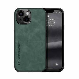 For iPhone 15 Skin Feel Magnetic Leather Back Phone Case(Green)