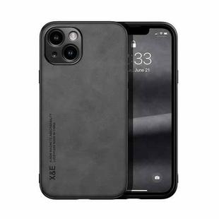 For iPhone 14 Skin Feel Magnetic Leather Back Phone Case(Dark Grey)