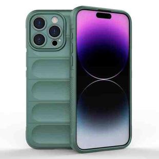 For iPhone 15 Pro Max Magic Shield TPU + Flannel Phone Case(Dark Green)