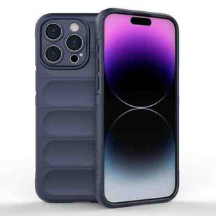 For iPhone 15 Pro Max Magic Shield TPU + Flannel Phone Case(Dark Blue)