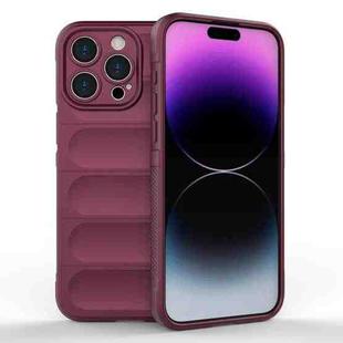 For iPhone 15 Pro Max Magic Shield TPU + Flannel Phone Case(Wine Red)