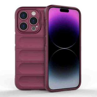 For iPhone 15 Pro Magic Shield TPU + Flannel Phone Case(Wine Red)