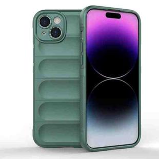 For iPhone 15 Plus Magic Shield TPU + Flannel Phone Case(Dark Green)