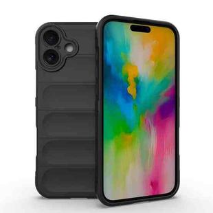 For iPhone 16 Plus Magic Shield TPU + Flannel Phone Case(Black)