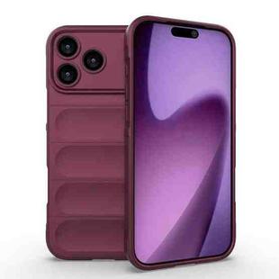 For iPhone 17 Pro Max Magic Shield TPU + Flannel Phone Case(Wine Red)