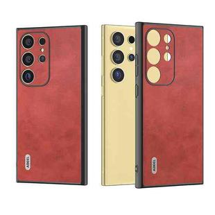 For Samsung Galaxy S24 Ultra 5G ABEEL Dual Color Cowhide Texture PU Phone Case(Red)