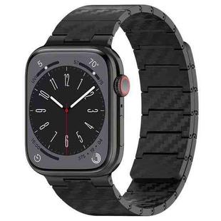 For Apple Watch 8 45mm Carbon Fiber Magnetic Loop Watch Band(Black)