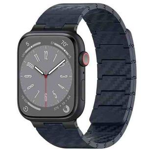 For Apple Watch 7 41mm Carbon Fiber Magnetic Loop Watch Band(Midnight Blue)