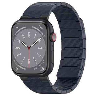 For Apple Watch 7 45mm Carbon Fiber Magnetic Loop Watch Band(Midnight Blue)