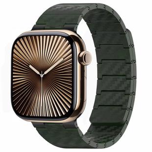 For Apple Watch Series 10 42mm Carbon Fiber Magnetic Loop Watch Band(Official Green)