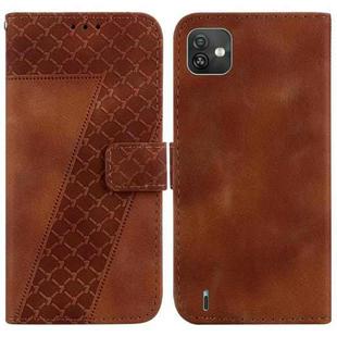 For Wiko Y82 7-shaped Embossed Leather Phone Case(Brown)