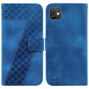 For Wiko Y82 7-shaped Embossed Leather Phone Case(Blue)