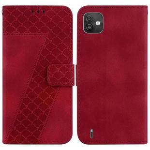 For Wiko Y82 7-shaped Embossed Leather Phone Case(Red)