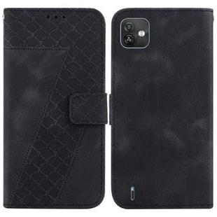 For Wiko Y82 7-shaped Embossed Leather Phone Case(Black)