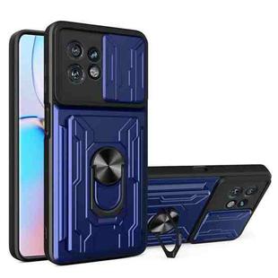 For Motorola Edge 40 Pro Sliding Camshield TPU+PC Phone Case with Card Slot(Sapphire Blue)