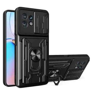 For Motorola Edge 40 Pro Sliding Camshield TPU+PC Phone Case with Card Slot(Black)