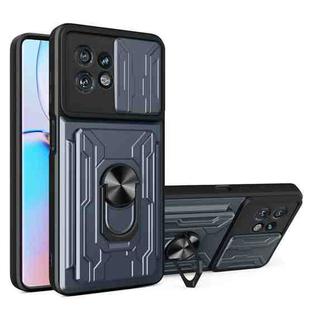 For Motorola Edge 40 Pro Sliding Camshield TPU+PC Phone Case with Card Slot(Grey)