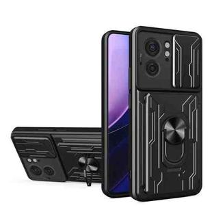 For Motorola Edge 40 Sliding Camshield TPU+PC Phone Case with Card Slot(Black)