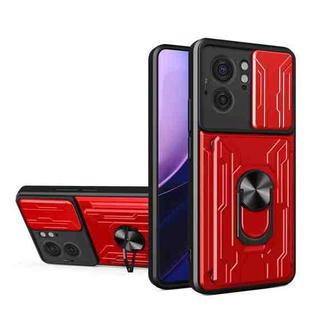 For Motorola Edge 40 Sliding Camshield TPU+PC Phone Case with Card Slot(Red)