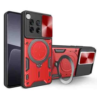 For OnePlus 12 5G Global CD Texture Sliding Camshield Magnetic Holder Phone Case(Red)