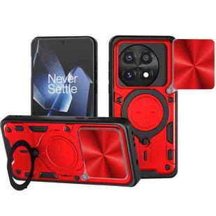 For OnePlus 13 5G CD Texture Sliding Camshield Magnetic Holder Phone Case(Red)