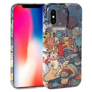 For iPhone X / XS Dustproof Net Full Coverage PC Phone Case(Animal Party)