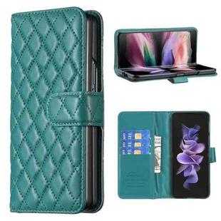 For Samsung Galaxy Z Fold4 Diamond Lattice Wallet Leather Flip Phone Case(Green)