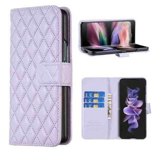 For Samsung Galaxy Z Fold4 Diamond Lattice Wallet Leather Flip Phone Case(White)