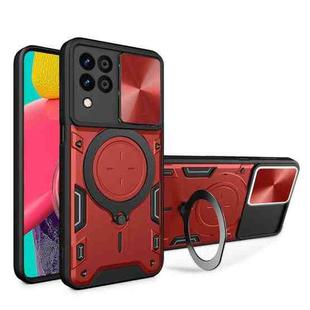 For Samsung Galaxy M33 5G CD Texture Sliding Camshield Magnetic Holder Phone Case(Red)