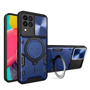 For Samsung Galaxy M53 5G CD Texture Sliding Camshield Magnetic Holder Phone Case(Blue)